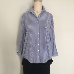 Zara tasseled striped button down shirt